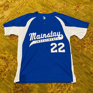 Badger Sport Mens Hook Placket Blue Tee Basic T-Shirt Size Medium